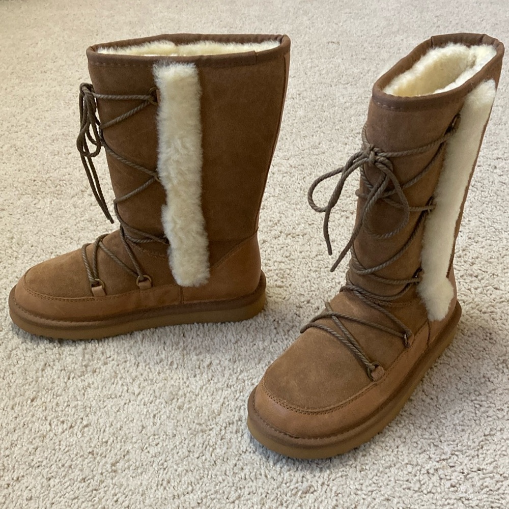 New Chestnut Brown Shearling Atwell Balfour Boots Booties Ugg Style Faux Fur 6